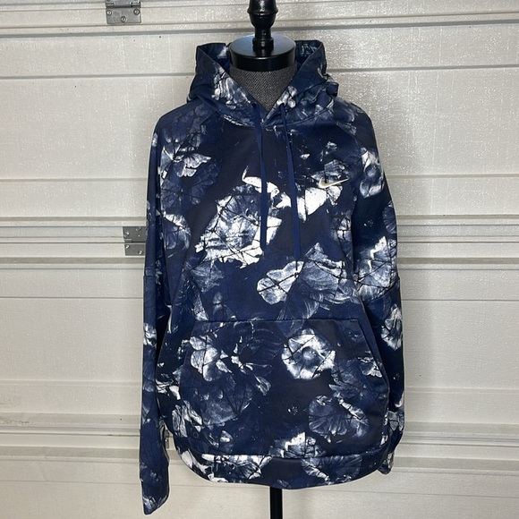 Nike Therma-FIT Midnight Navy All Over Print Pullover Mens L Hoodie - Picture 1 of 9